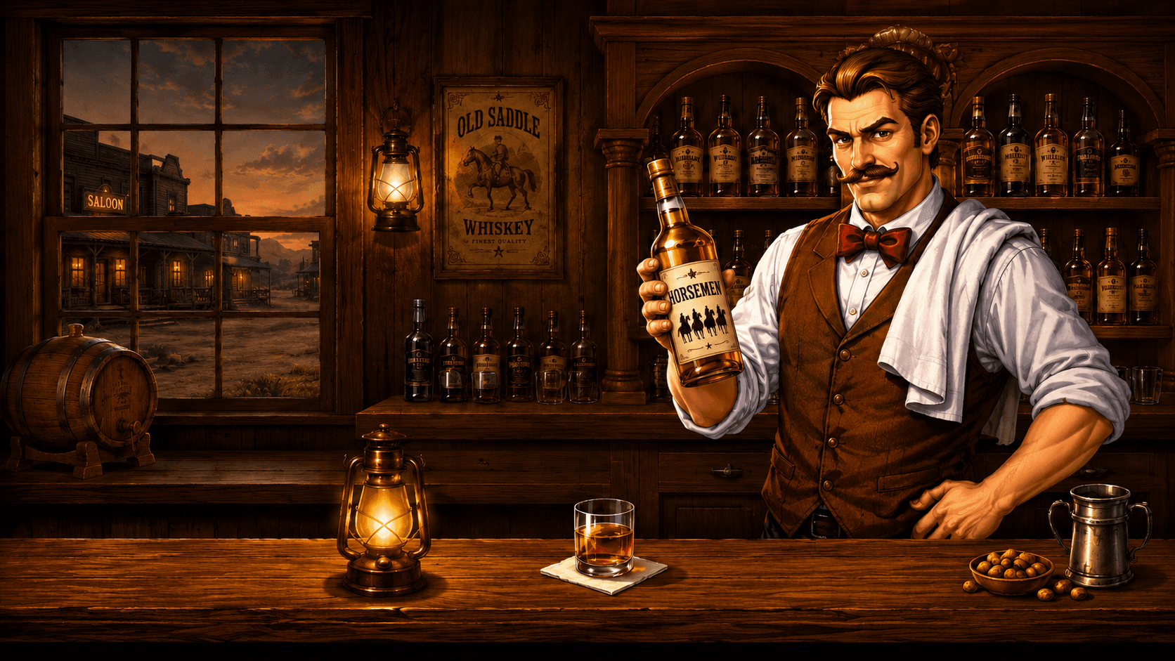 Bartender in a warm tavern